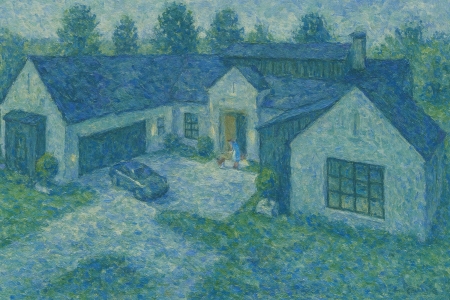 Image of the Monet home in the style of the painter Monet